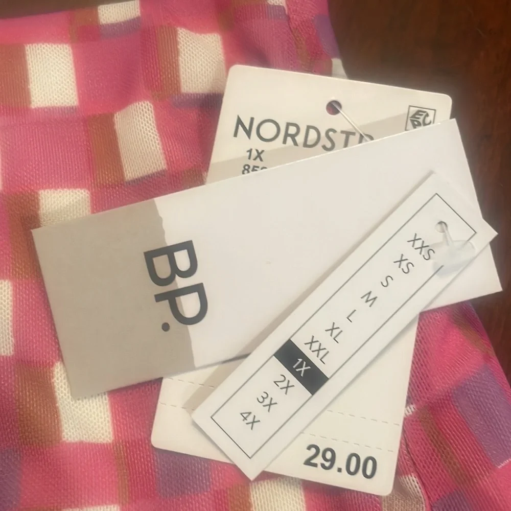 NWT Pink/Purple Prism Check BP Mini Skirt, size 1X